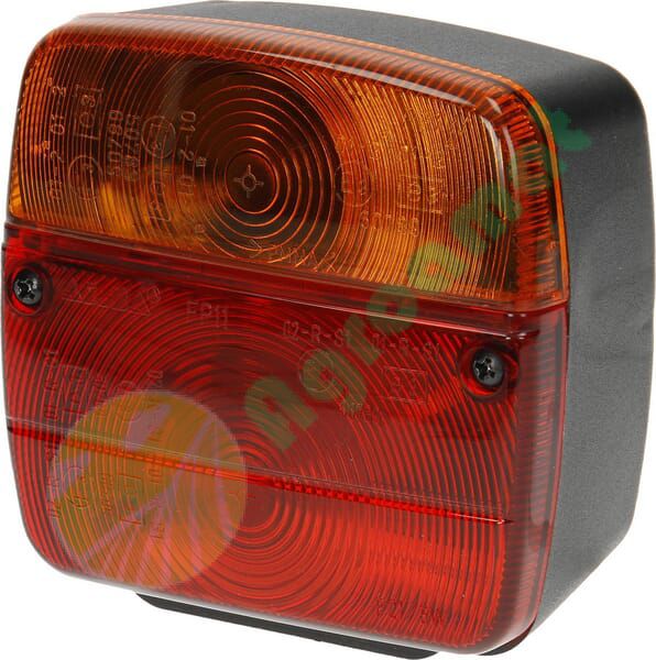 Lampă spate pătrată 12/24V roșu/galben cu șurub 105x100x52mm