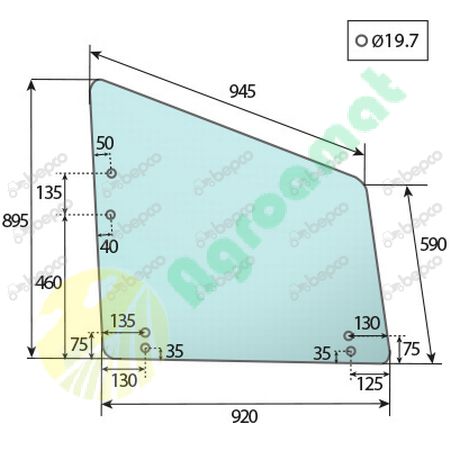 UPPER DOOR WINDOW LEFT - FLAT - TINTED