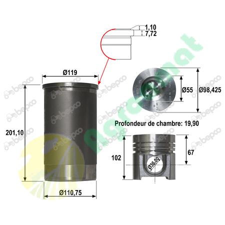 PISTON-LINER KIT Ø 98.425 MM