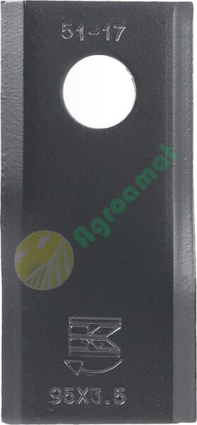 Lamă cositoare dreapta 95x45x3,5mm orificiu 16,25mm pachet 25 buc. potrivită pentru Kuhn/John Deere/New Holland