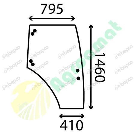 DOOR WINDOW RIGHT - CURVED - TINTED