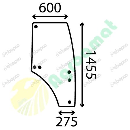 DOOR WINDOW RIGHT - CURVED - TINTED
