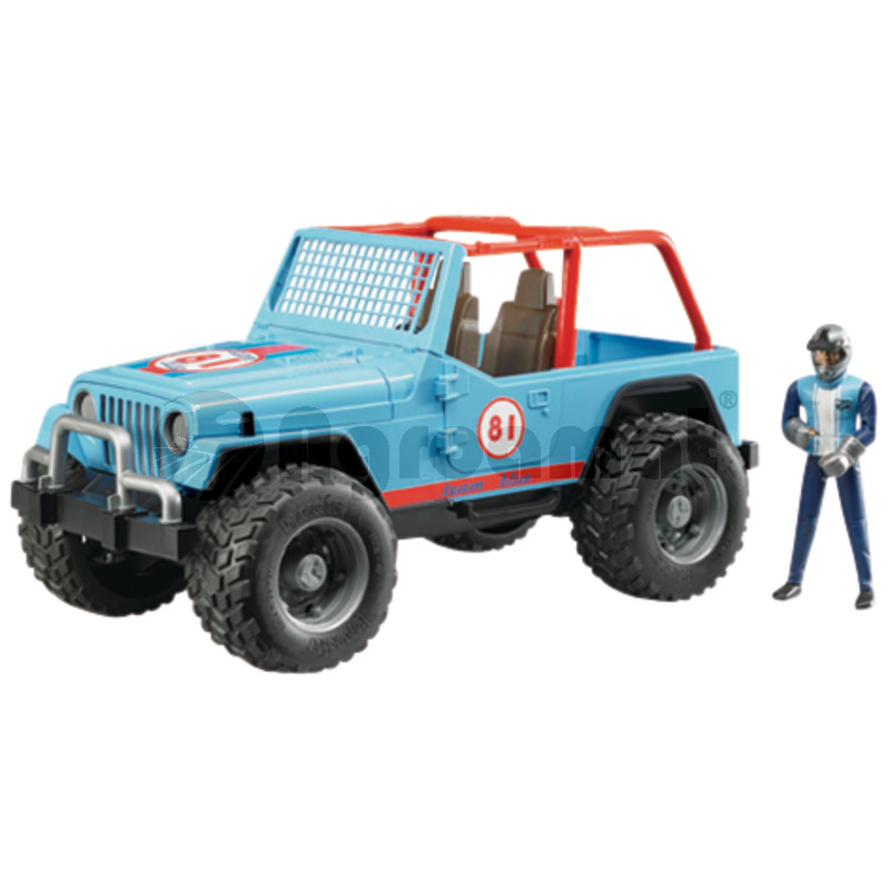 Masina de teren albastra cu sofer de curse