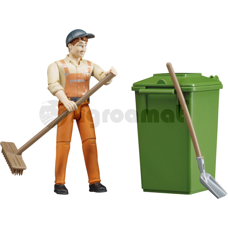 Set figurine colectare gunoi: maturi, gunoieri cu salopete si sepci, containere