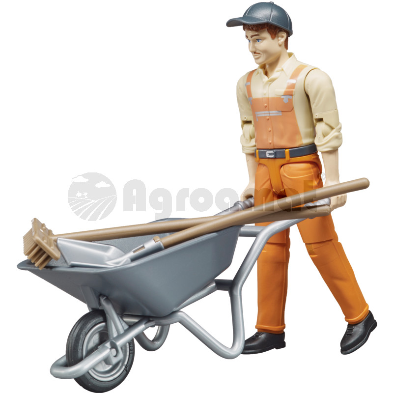 Set figurine, muncitori comunali cu maturi, salopete, sepci, lopeti si carucioare