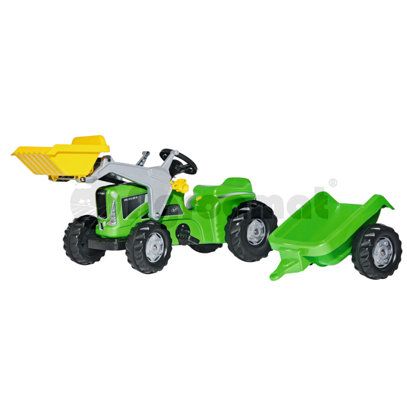 Tractor verde cu trailer si incarcator Kid 