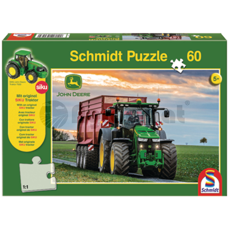 Puzzle, John Deere + tractor Original SIKU 60 de piese