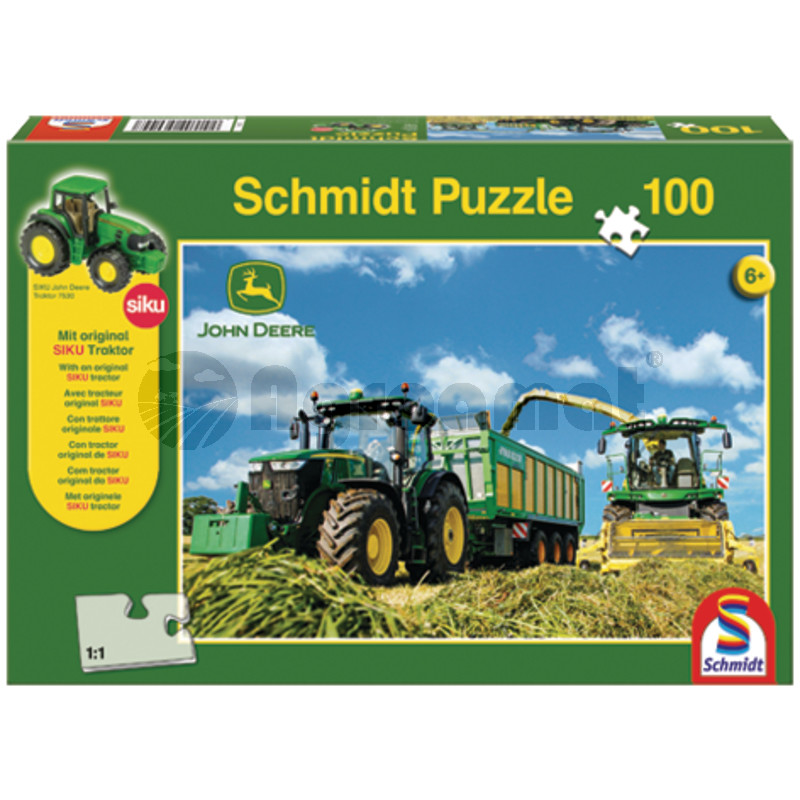 Puzzle, John Deere + tractor Original SIKU 100 de piese