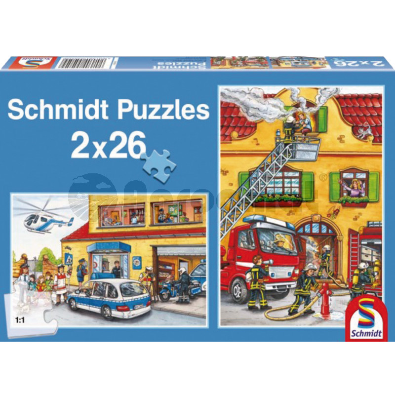 Puzzle, pompieri si politie, 2 x 26 de piese