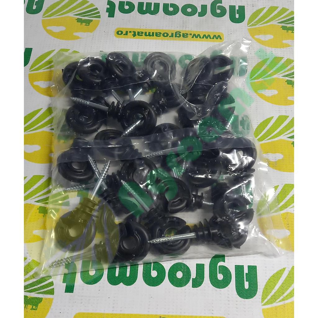 Izolator Inelar Negru Surub 40mm (25Buc)