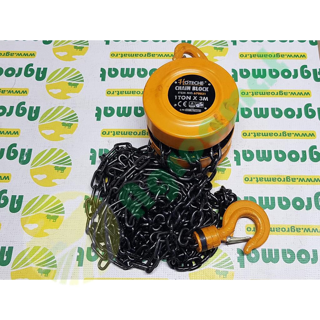 Palan manual cu lant sarcina maxima 1000Kg lungime lant 3m