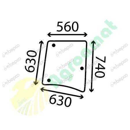 OPENING SIDE WINDOW RIGHT - CURVED - TINTED