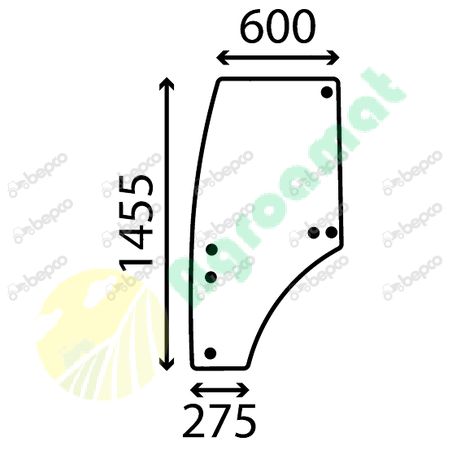DOOR WINDOW LEFT - CURVED - TINTED