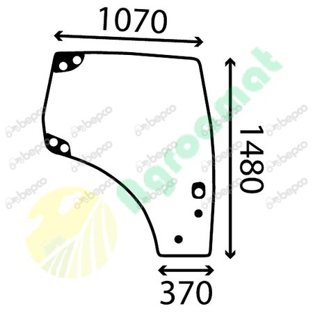 DOOR WINDOW RIGHT - CURVED - TINTED