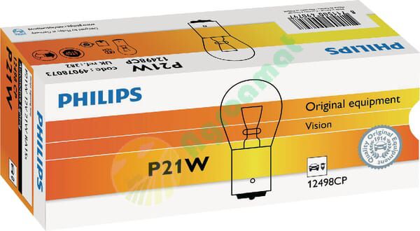 Bec incandescent P21W sferă BA15s 12V 21W alb Philips