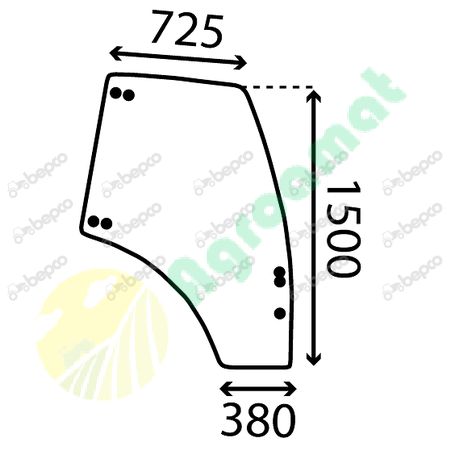 DOOR WINDOW RIGHT - CURVED - TINTED