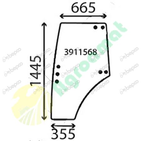 DOOR WINDOW LEFT - CURVED - TINTED