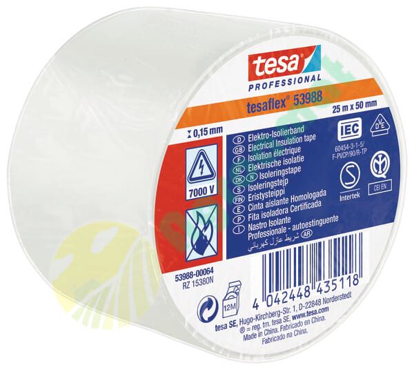 Bandă izolatoare electrică PVC moale alb 25mx50mm TesaFLEX®