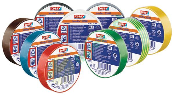 Bandă izolatoare electrică PVC moale galben/verde 20mx19mm TesaFLEX®