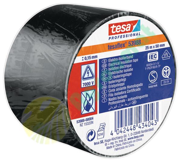 Bandă izolatoare electrică PVC moale negru 25mx50mm TesaFLEX®