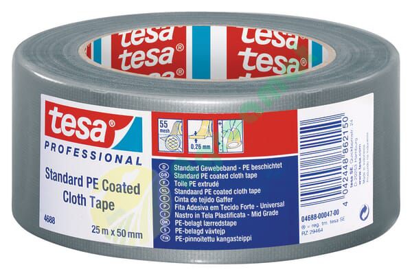 Bandă textilă cu polietilenă Standard alb 25mx50mm TesaBAND®