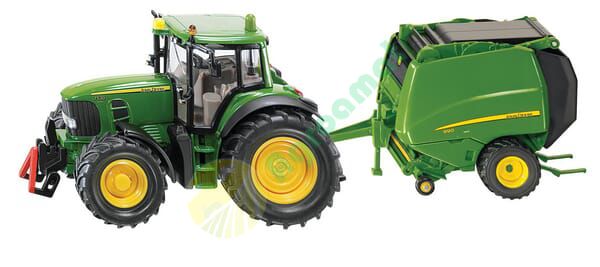 Tractor John Deere 6920 cu presă de baloți rotunzi