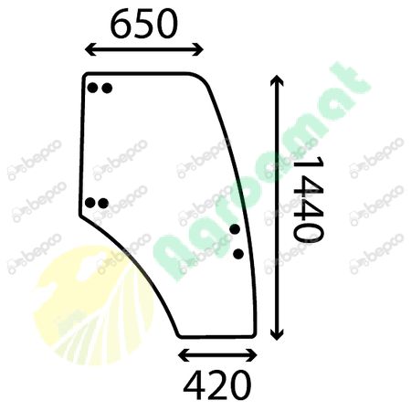 DOOR WINDOW RIGHT - CURVED - TINTED