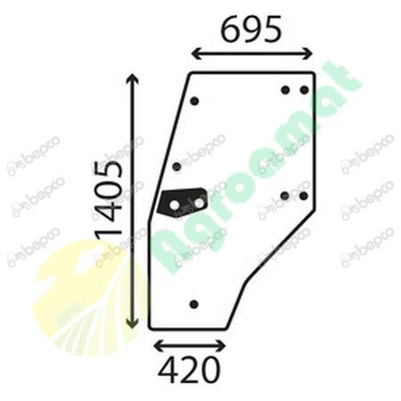 DOOR WINDOW LEFT - CURVED - NON-TINTED