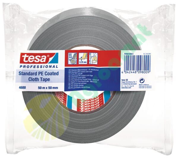 Bandă textilă cu polietilenă Standard gri 50mx50mm TesaBAND®